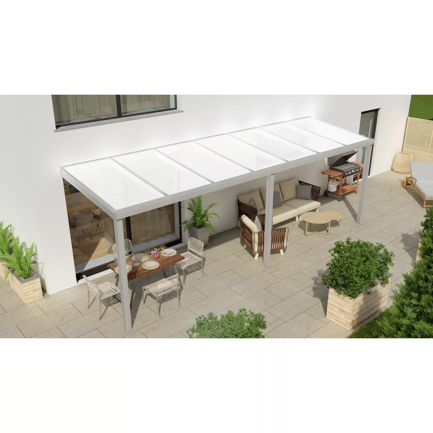 Terrassenüberdachung Professional 700 cm x 250 cm Grau Struktur PC Opal günstig online kaufen