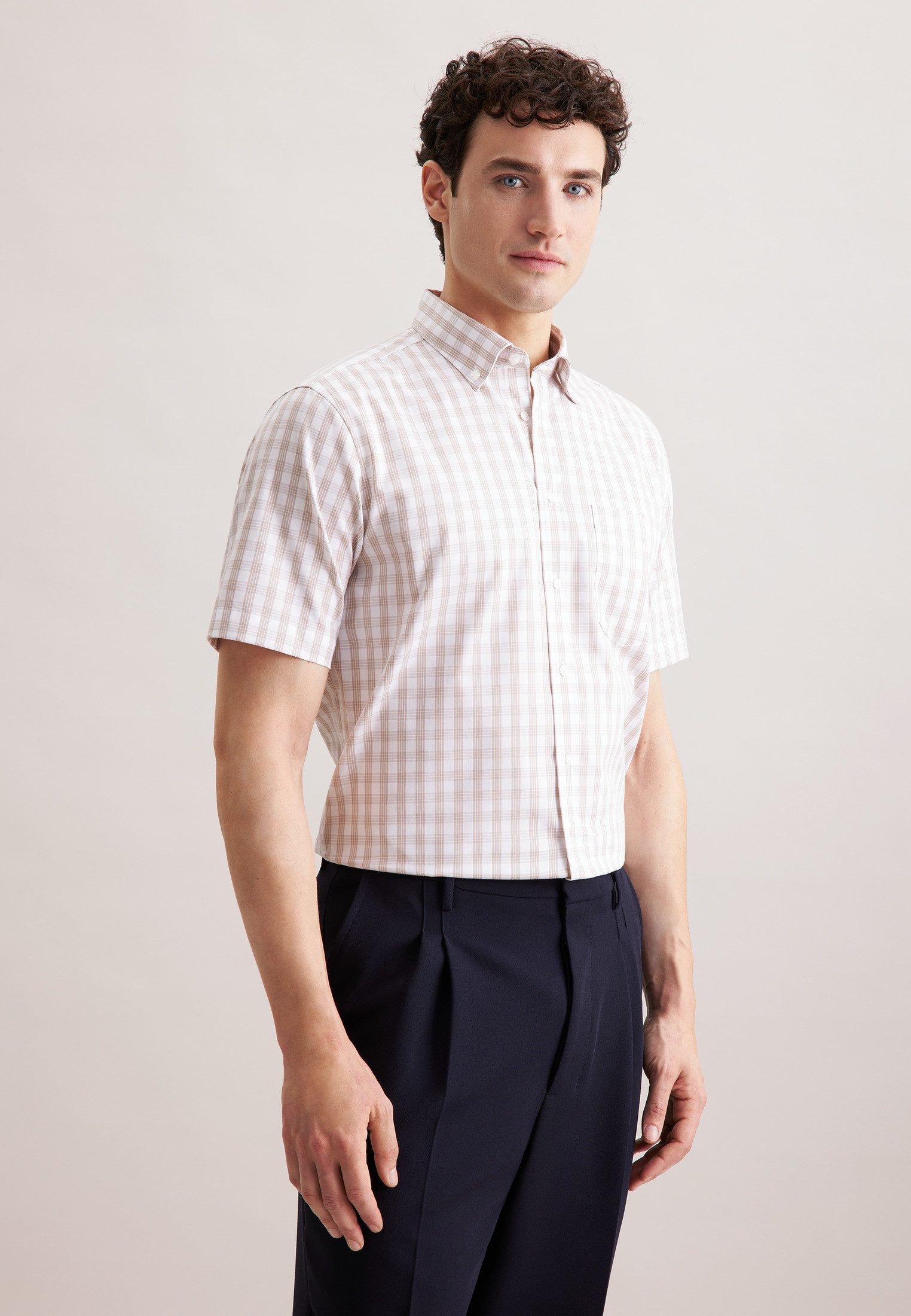 seidensticker Businesshemd "Regular", Regular 1/2 Button-Down-Kragen Karo günstig online kaufen