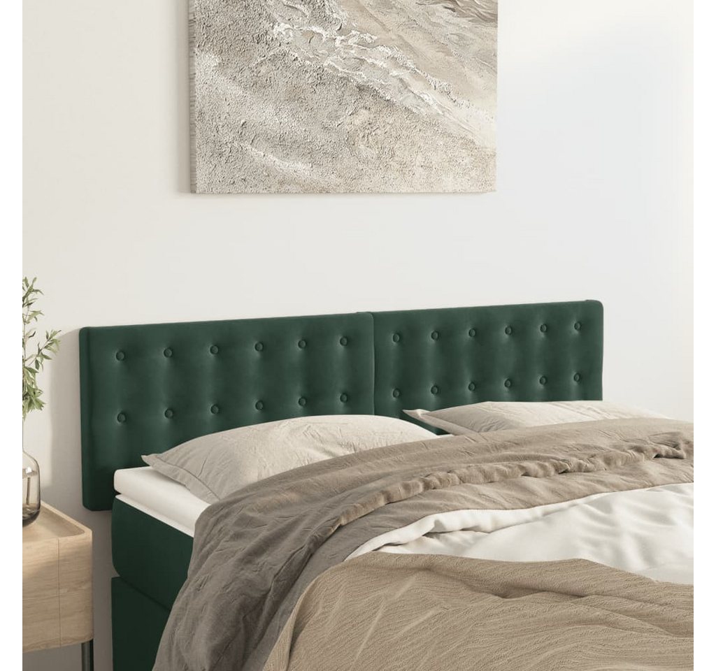 vidaXL Bett, Kopfteile 2 Stk. Dunkelgrün 72x5x78/88 cm Samt günstig online kaufen