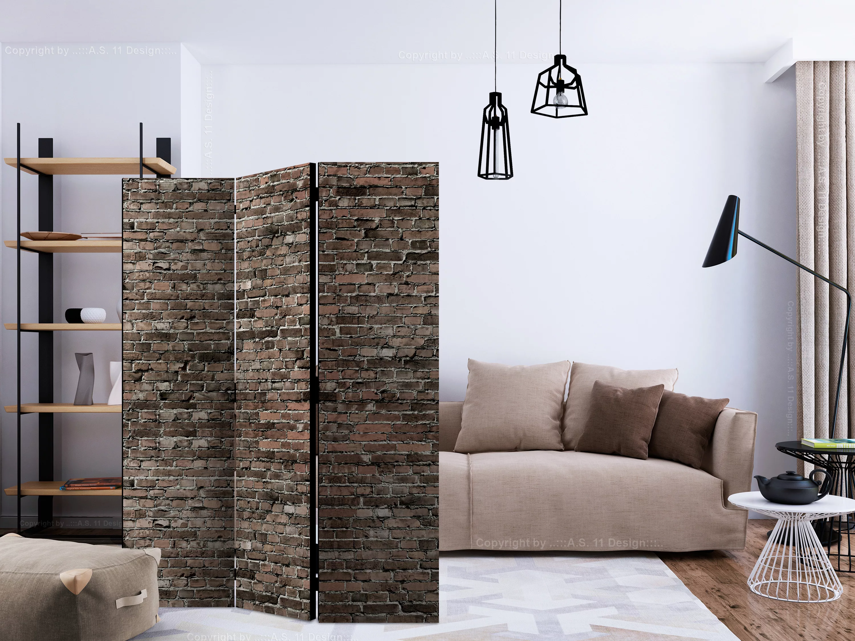 3-teiliges Paravent - Old Brick [room Dividers] günstig online kaufen
