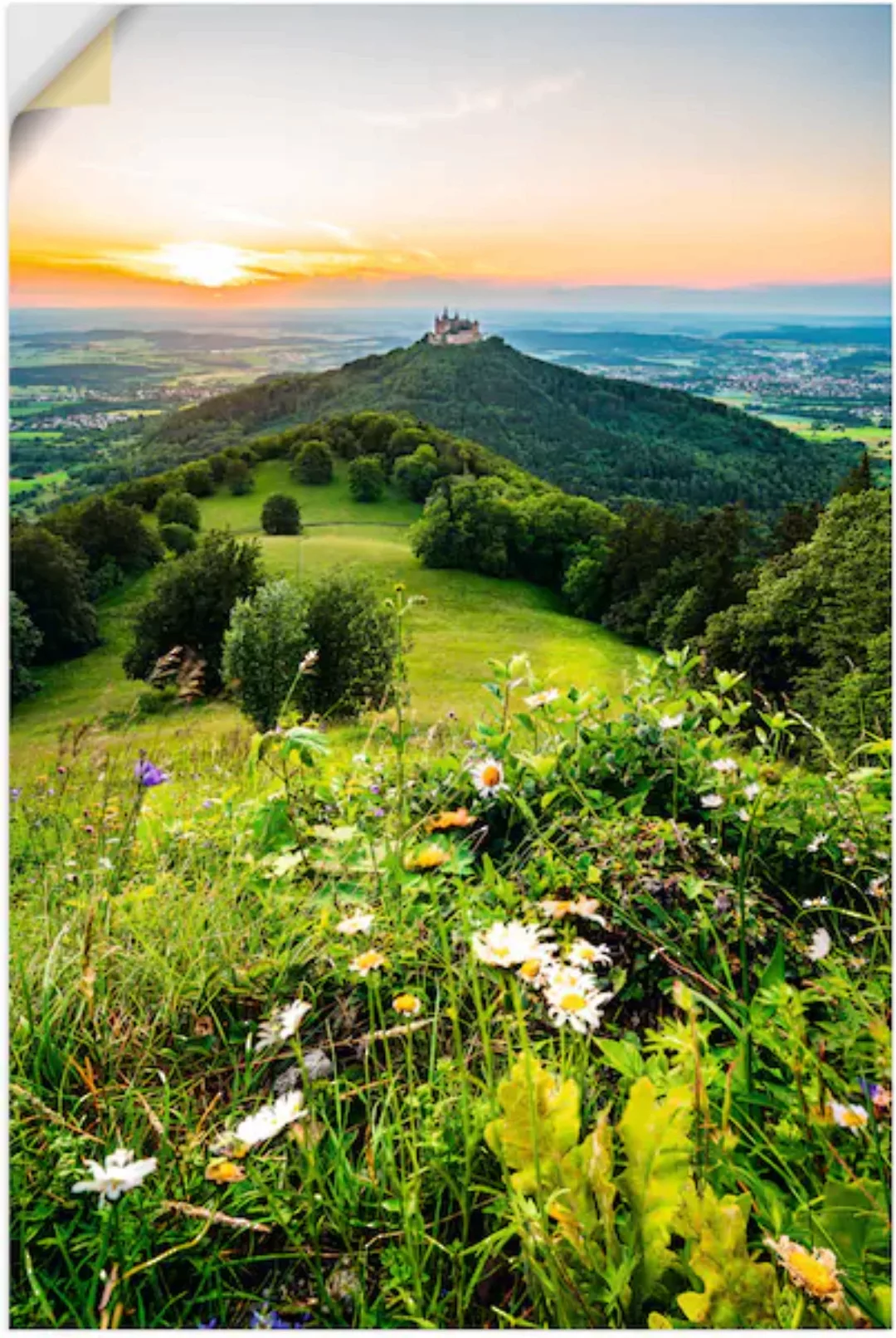 Artland Wandfolie "Burg Hohenzollern bei Sonnenuntergang", Berge & Alpenbil günstig online kaufen