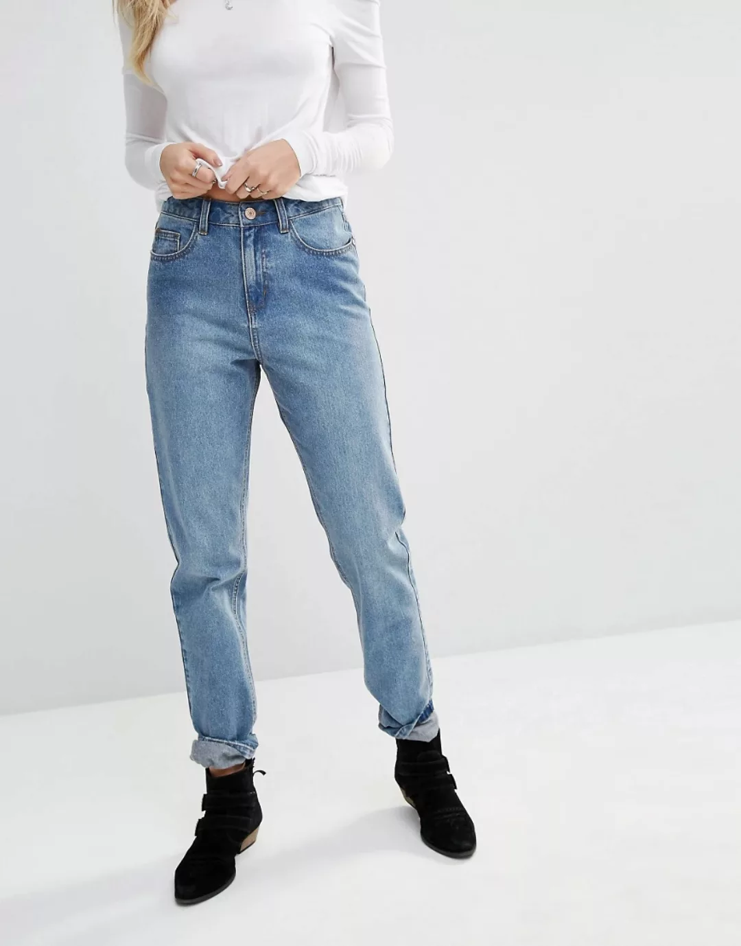 Noisy May – Donna – Mom-Jeans mit hohem Bund-Blau günstig online kaufen