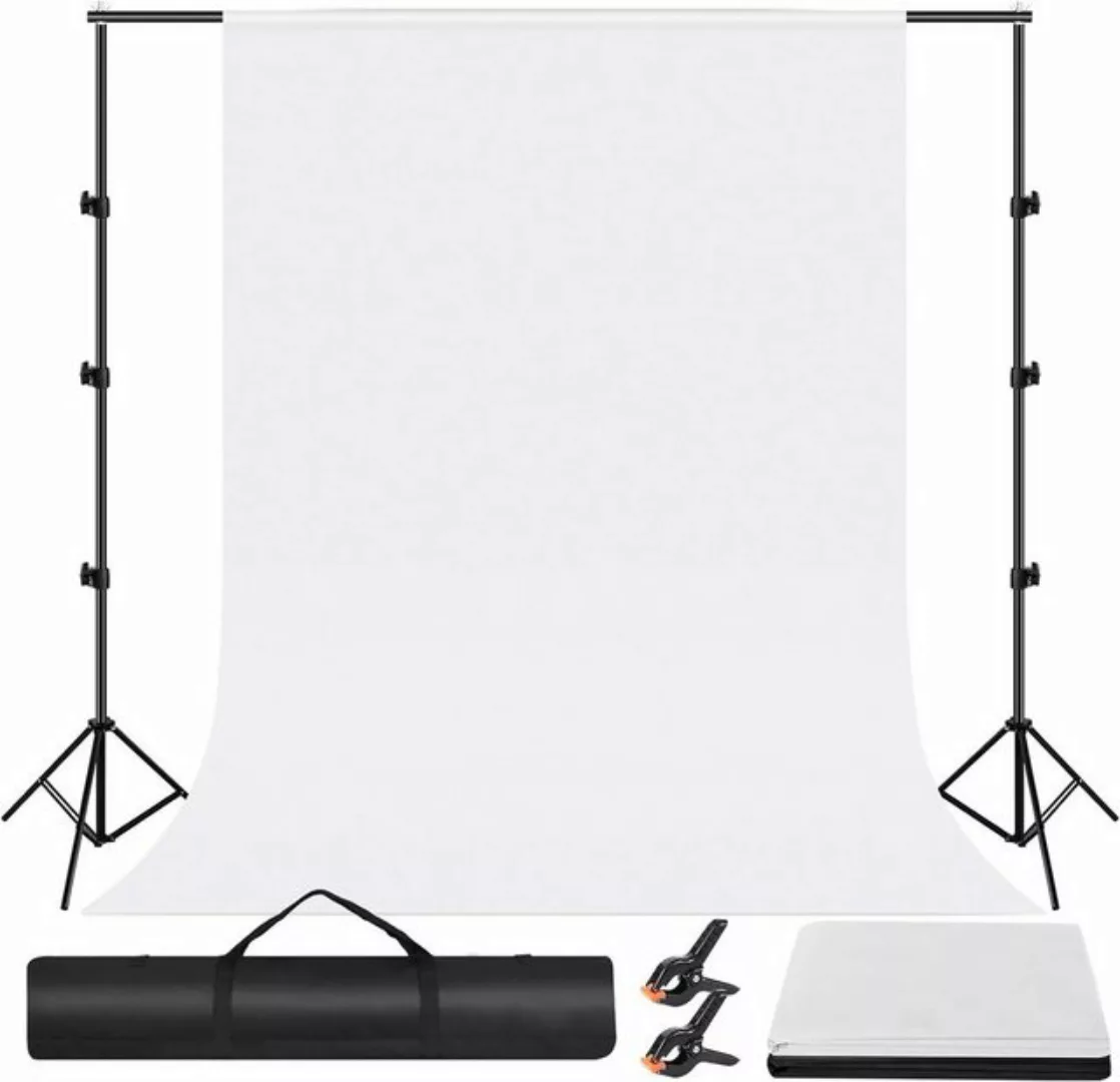TLGREEN Fotohintergrund mit Ständer,2.6 x 3m, Schwarzes Tuch + Weißes Tuch, günstig online kaufen