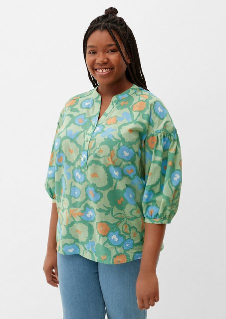 TRIANGLE Langarmbluse Modische Bluse in Oversize Shape Logo, Raffung, Smok- günstig online kaufen