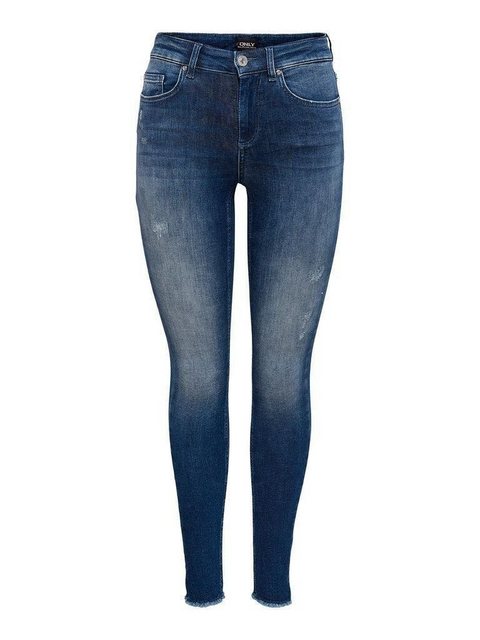 Only Damen Jeans ONLBLUSH LIFE MID SK ANK RAW REA811 - Skinny Fit - Blau - günstig online kaufen