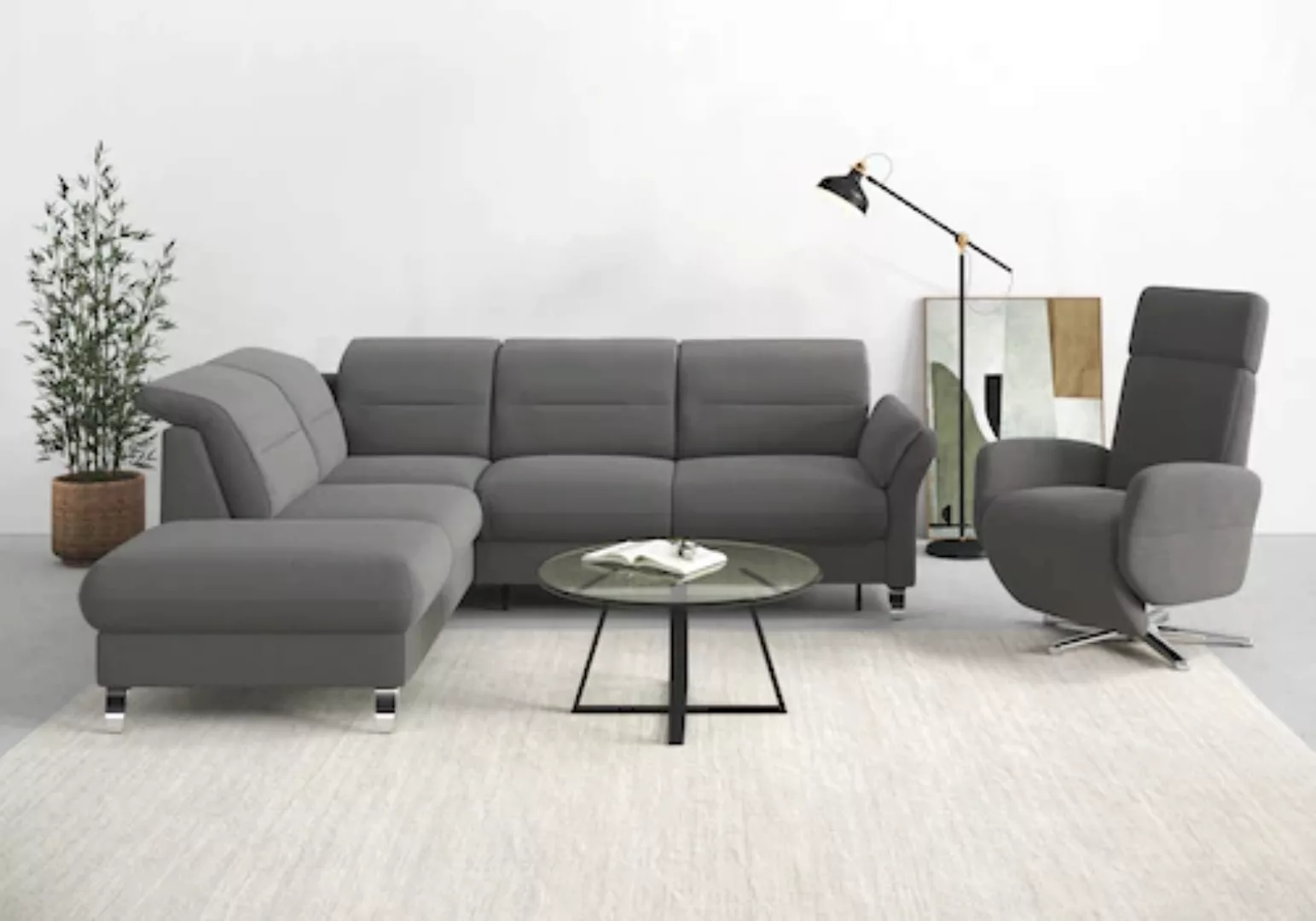 sit&more Ecksofa "Grenoble L-Form", Federkern, wahlweise mit Bettfunktion, günstig online kaufen