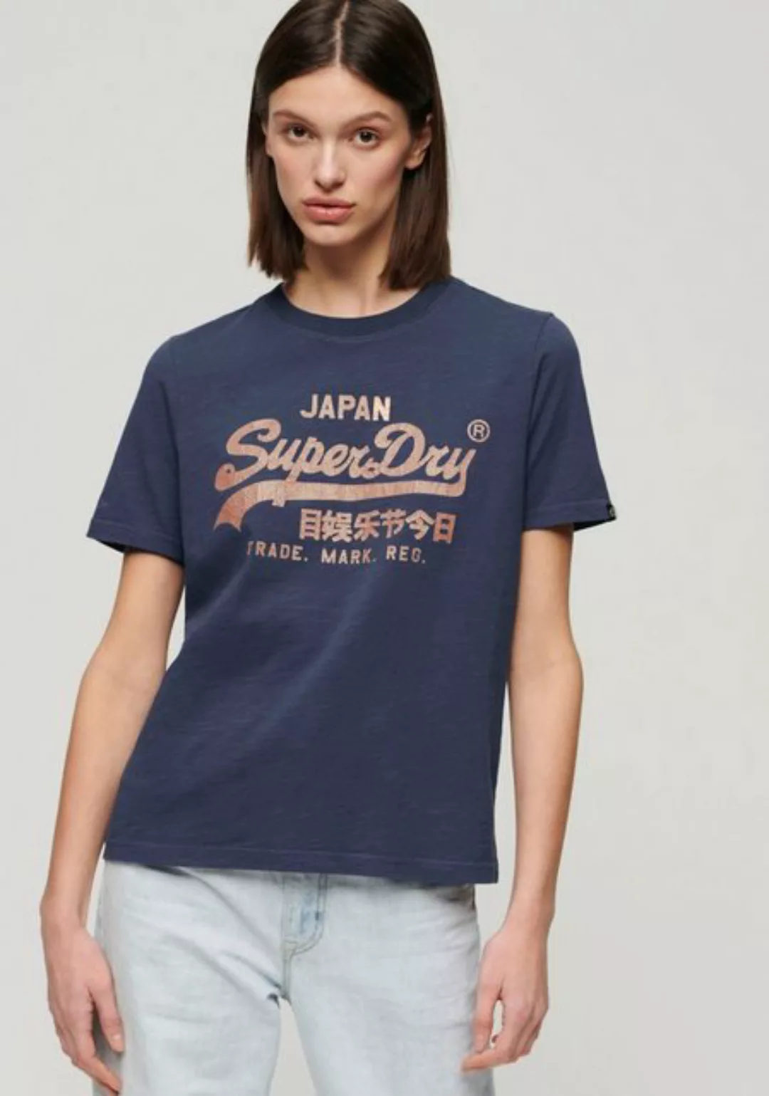 Superdry T-Shirt METALLIC VL RELAXED T SHIRT Print-Shirt mit glitzerndem Lo günstig online kaufen