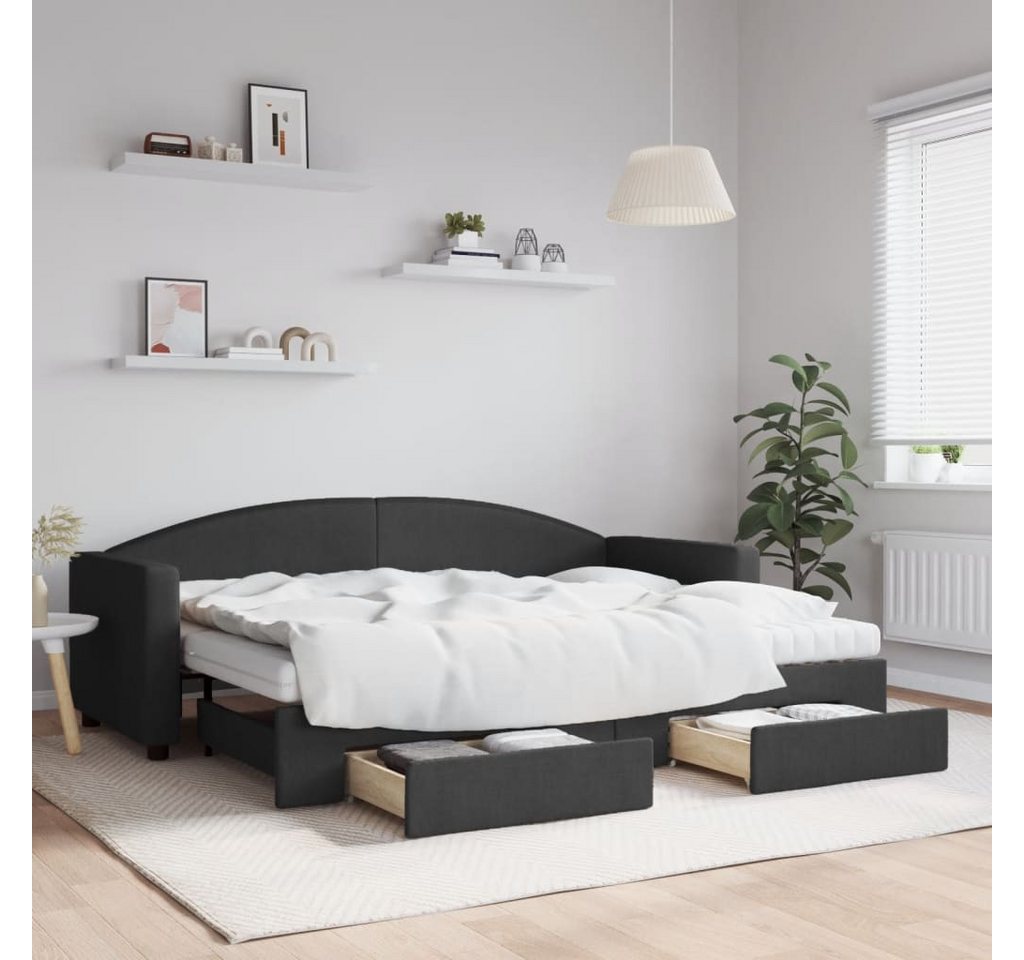 vidaXL Gästebett Gästebett Tagesbett Ausziehbar mit Schubladen Schwarz 80x2 günstig online kaufen