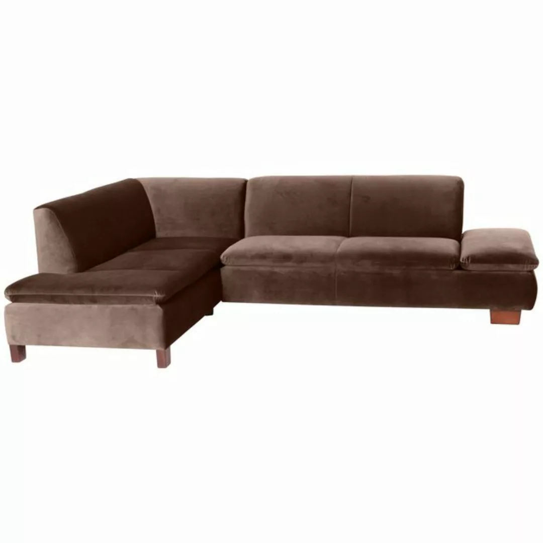 58 aufm Kessel Sofa mit Ottomane links Kaye Bezug Samtvelours Buche nussbau günstig online kaufen