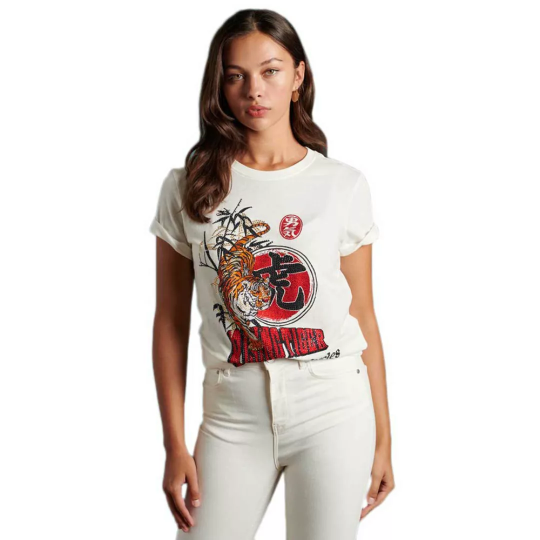 Superdry Rising Sun Kurzarm T-shirt XL Cream günstig online kaufen