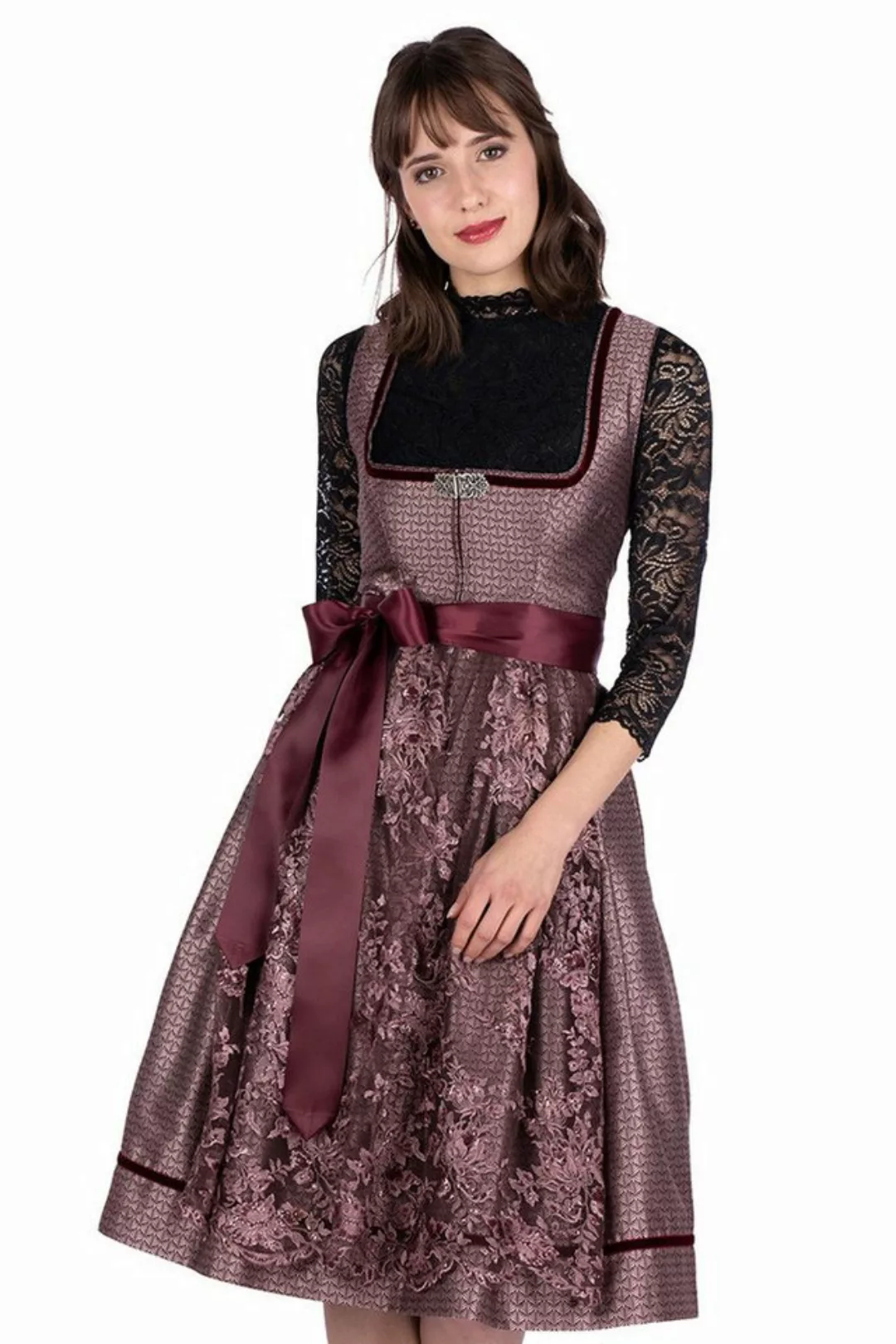 MarJo Dirndl Midi Dirndl 2tlg. - MARISOL - bordeaux/silber/altrosa günstig online kaufen