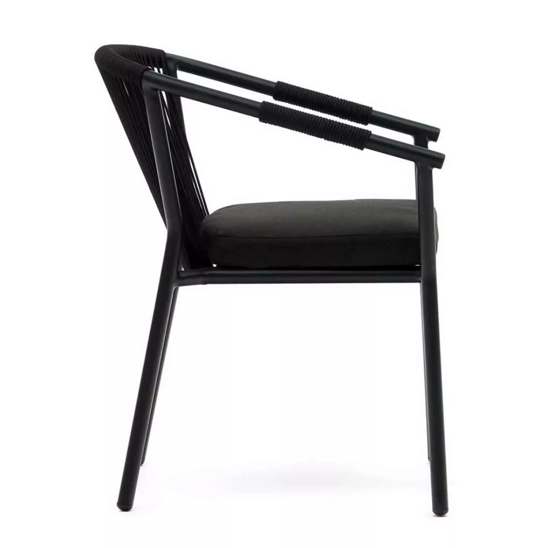 Schwarze Gartenstühle aus Aluminium Polsterauflage (4er Set) günstig online kaufen