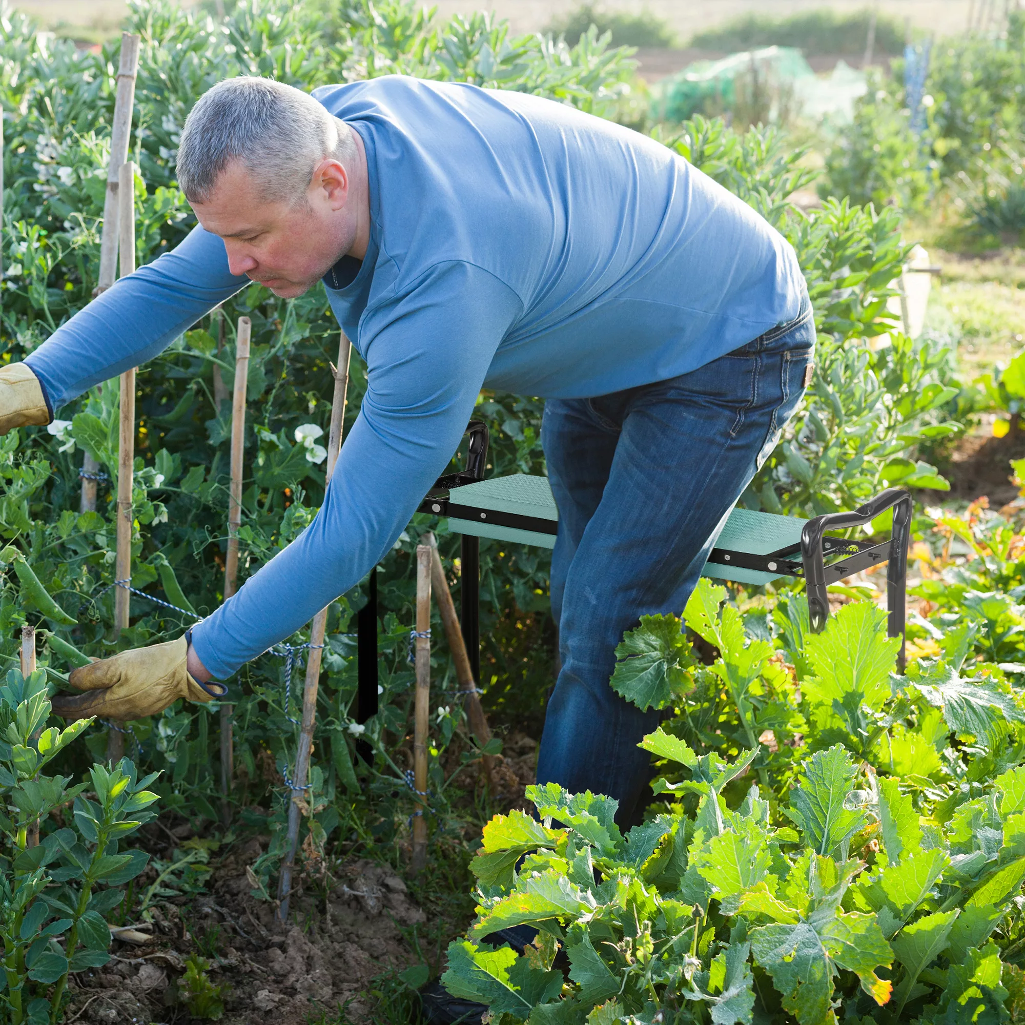 Outsunny Kniebank für Gartenarbeit klappbarer Gartenhocker Kniehilfe bis 15 günstig online kaufen