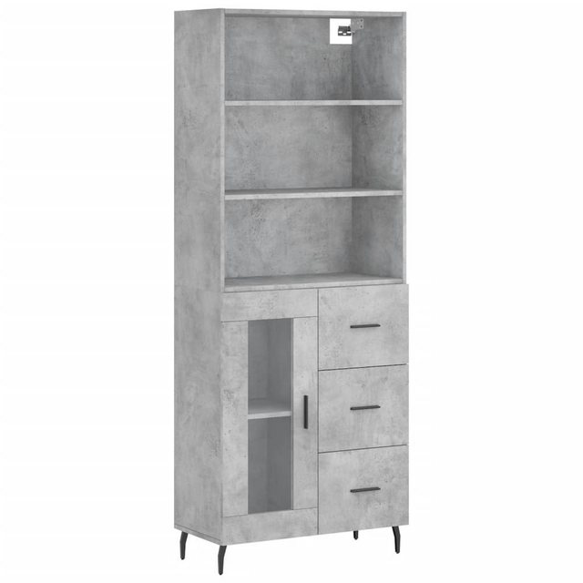 vidaXL Vitrine Highboard Betongrau 69,5x34x180 cm Spanplatte Glas Vitrine günstig online kaufen