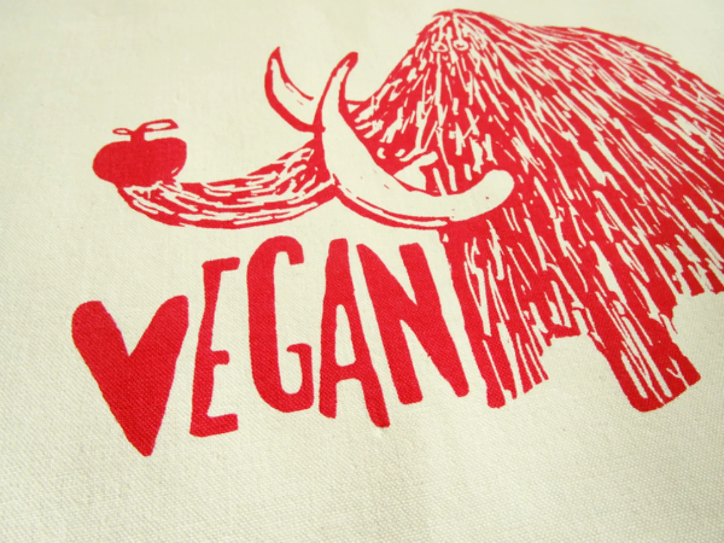 Bio Geschirrtuch Vegan Mammut, Handsiebdruck günstig online kaufen