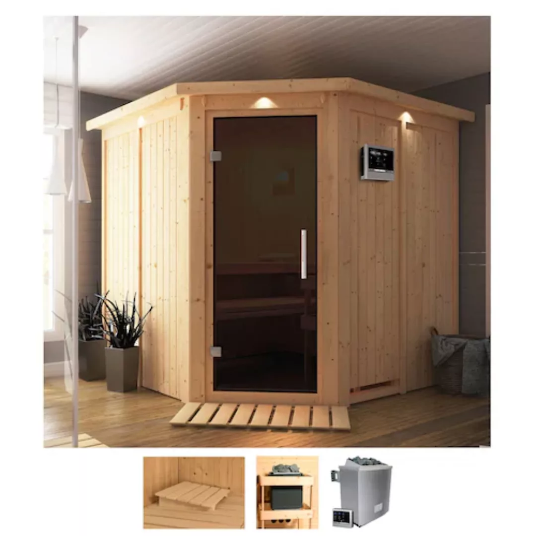 Karibu Sauna »Jarin«, (Set), 9-kW-Ofen mit externer Steuerung günstig online kaufen