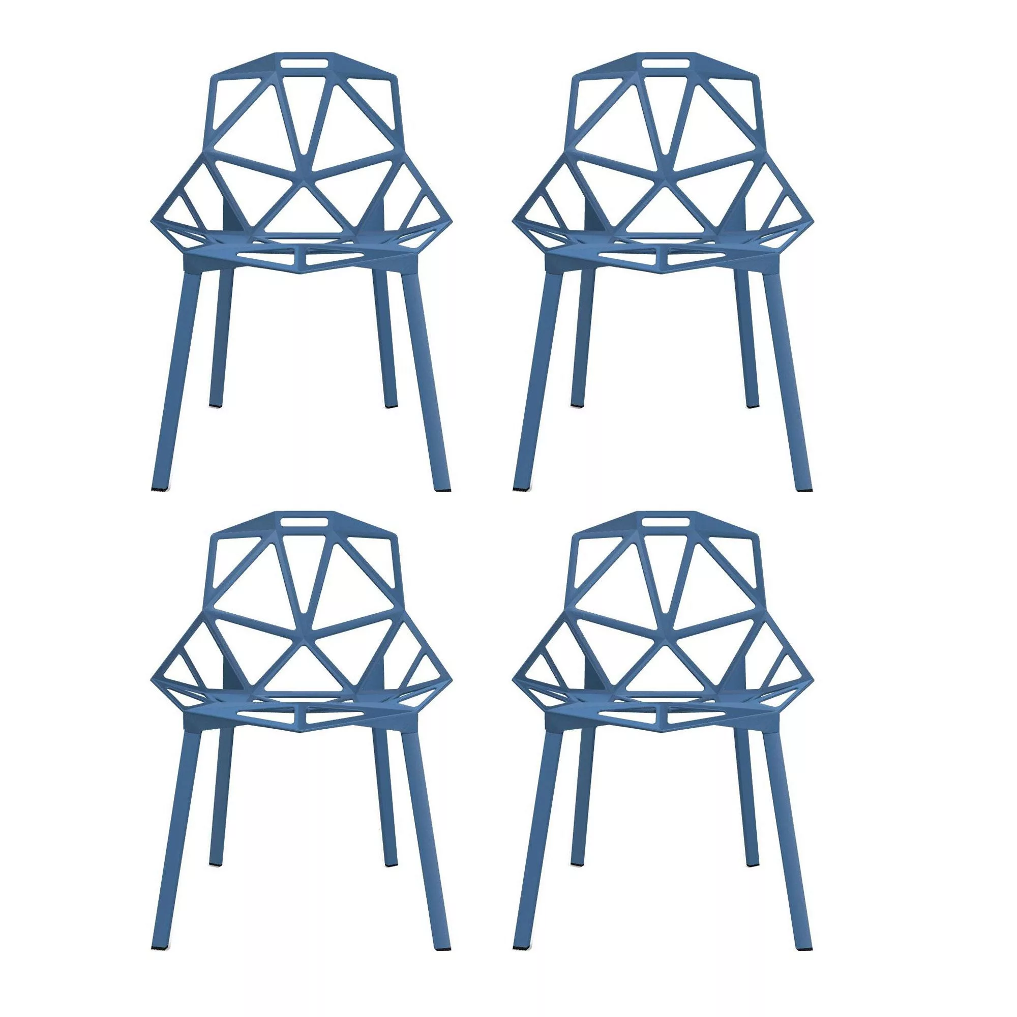 Magis - Chair One Stuhl stapelbar 4er Set - blau/Gestell Profilaluminium la günstig online kaufen