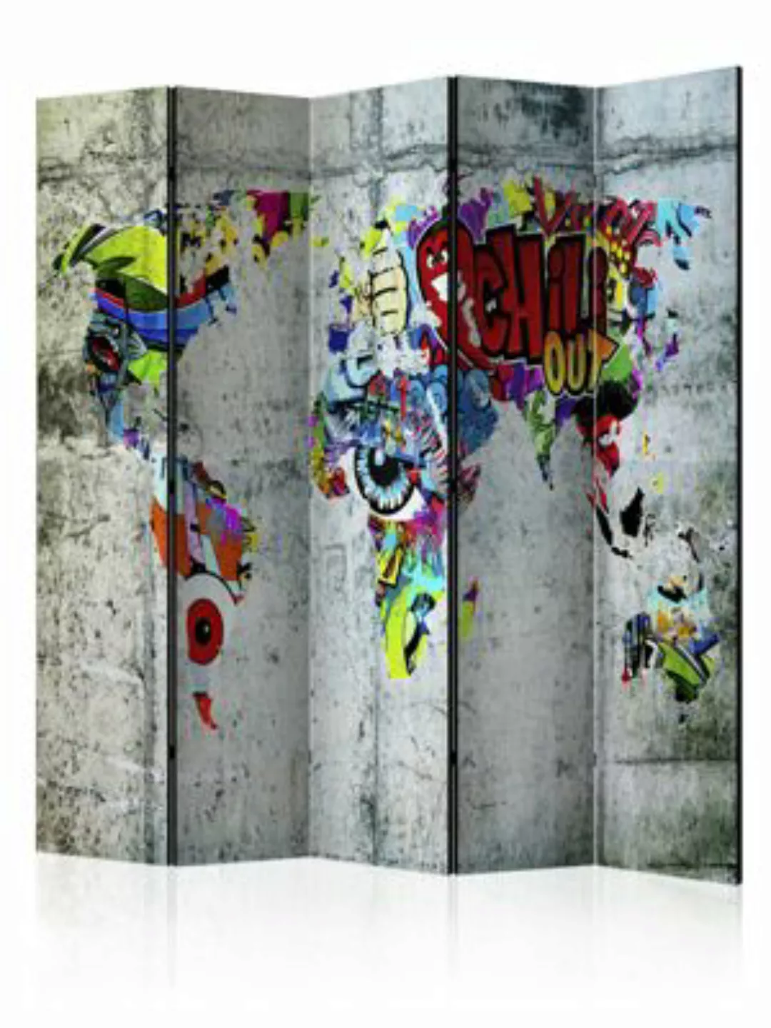 artgeist Paravent Graffiti World [Room Dividers] mehrfarbig Gr. 225 x 172 günstig online kaufen