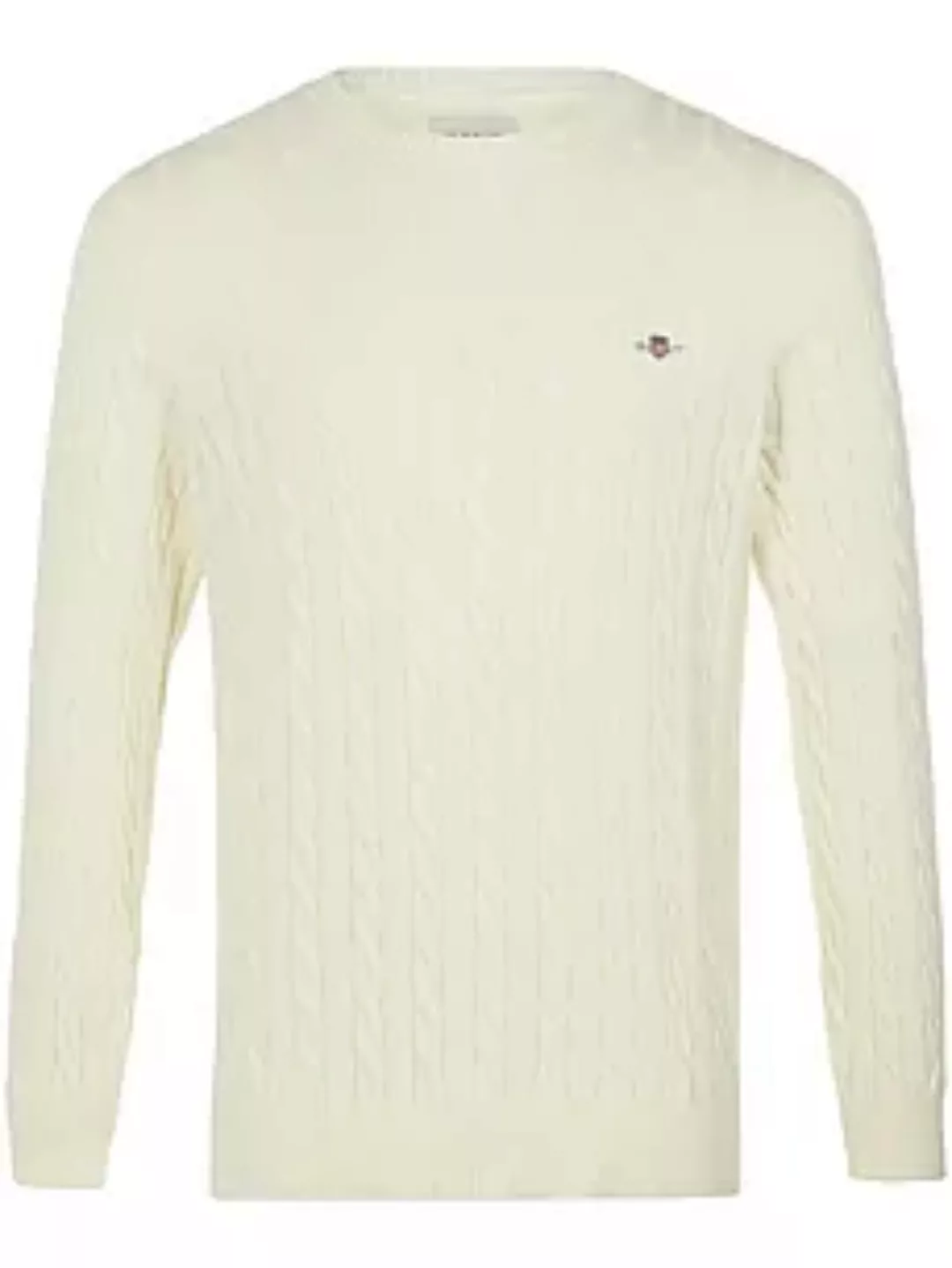 Gant Strickpullover COTTON CABLE C-NECK mit Wappen-Logostickerei auf der Br günstig online kaufen