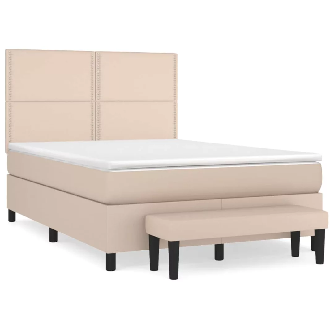 Vidaxl Boxspringbett Matratze Cappuccino-braun 140x200cm Kunstleder günstig online kaufen