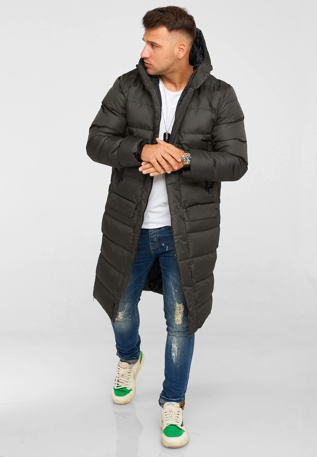 behype Steppjacke "LONGLINE ZIP PARKA", Steppjacke mit Kapuze günstig online kaufen