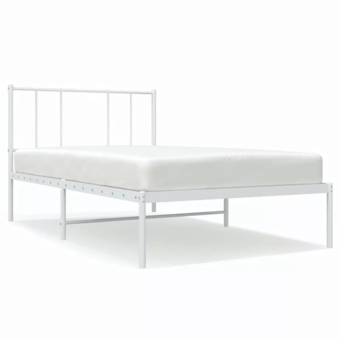 furnicato Bett Bettgestell mit Kopfteil Metall Weiß 90x200 cm günstig online kaufen