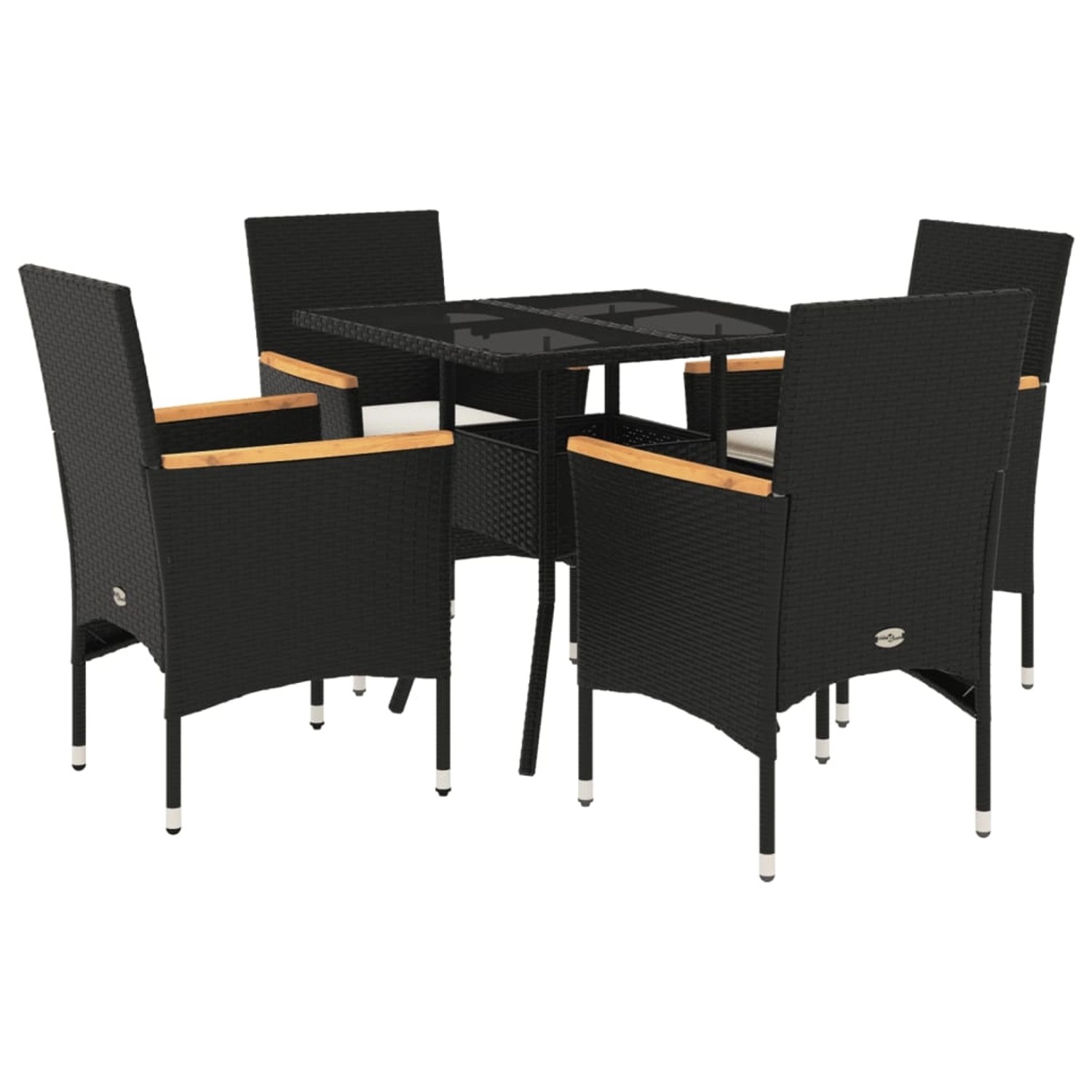 vidaXL 5-Tlg Garten-Essgruppe mit Kissen Schwarz Poly Rattan und Glas 32787 günstig online kaufen