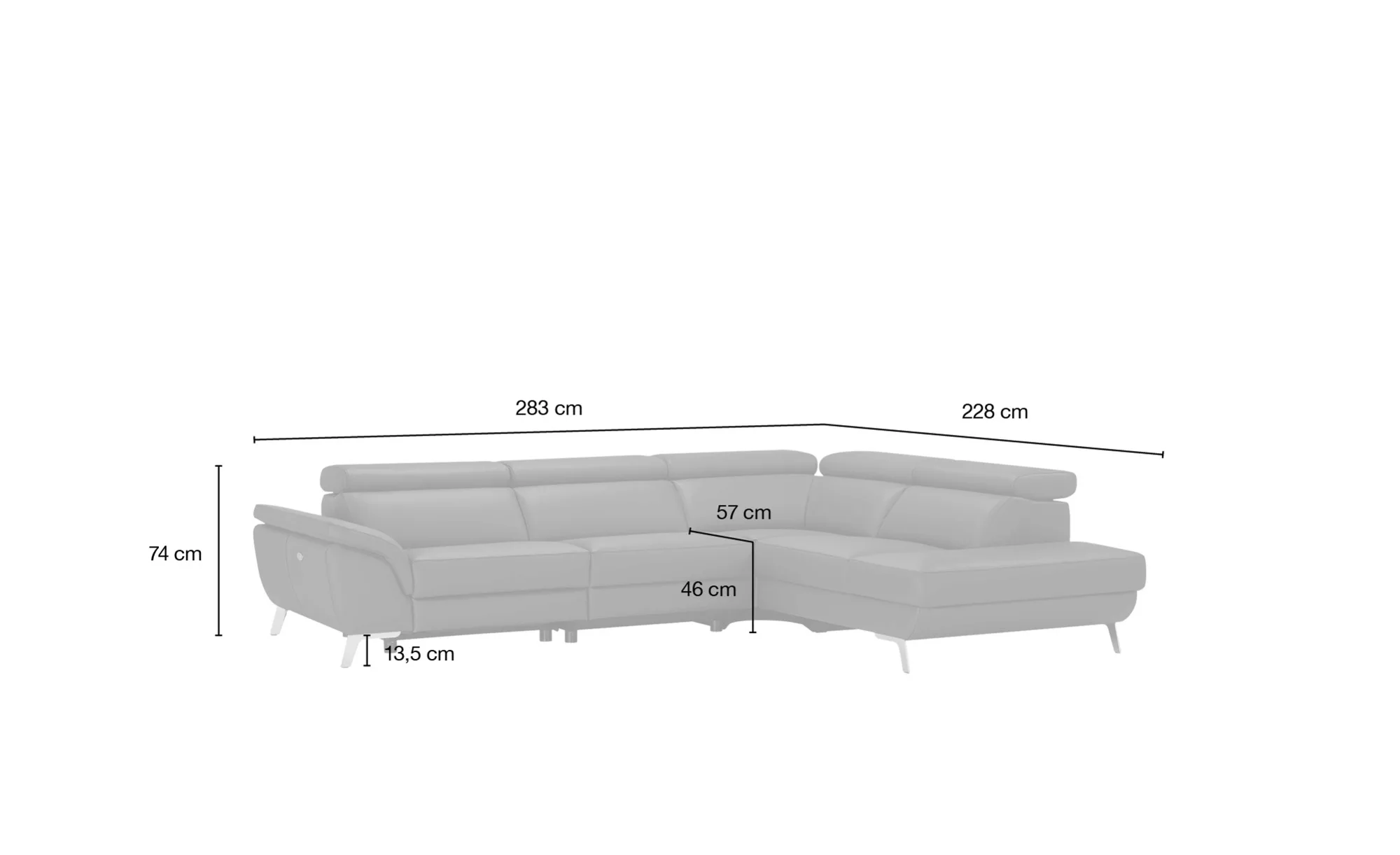 uno Ecksofa Leder  Dallas ¦ braun ¦ Maße (cm): B: 283 H: 74 T: 228 Polsterm günstig online kaufen