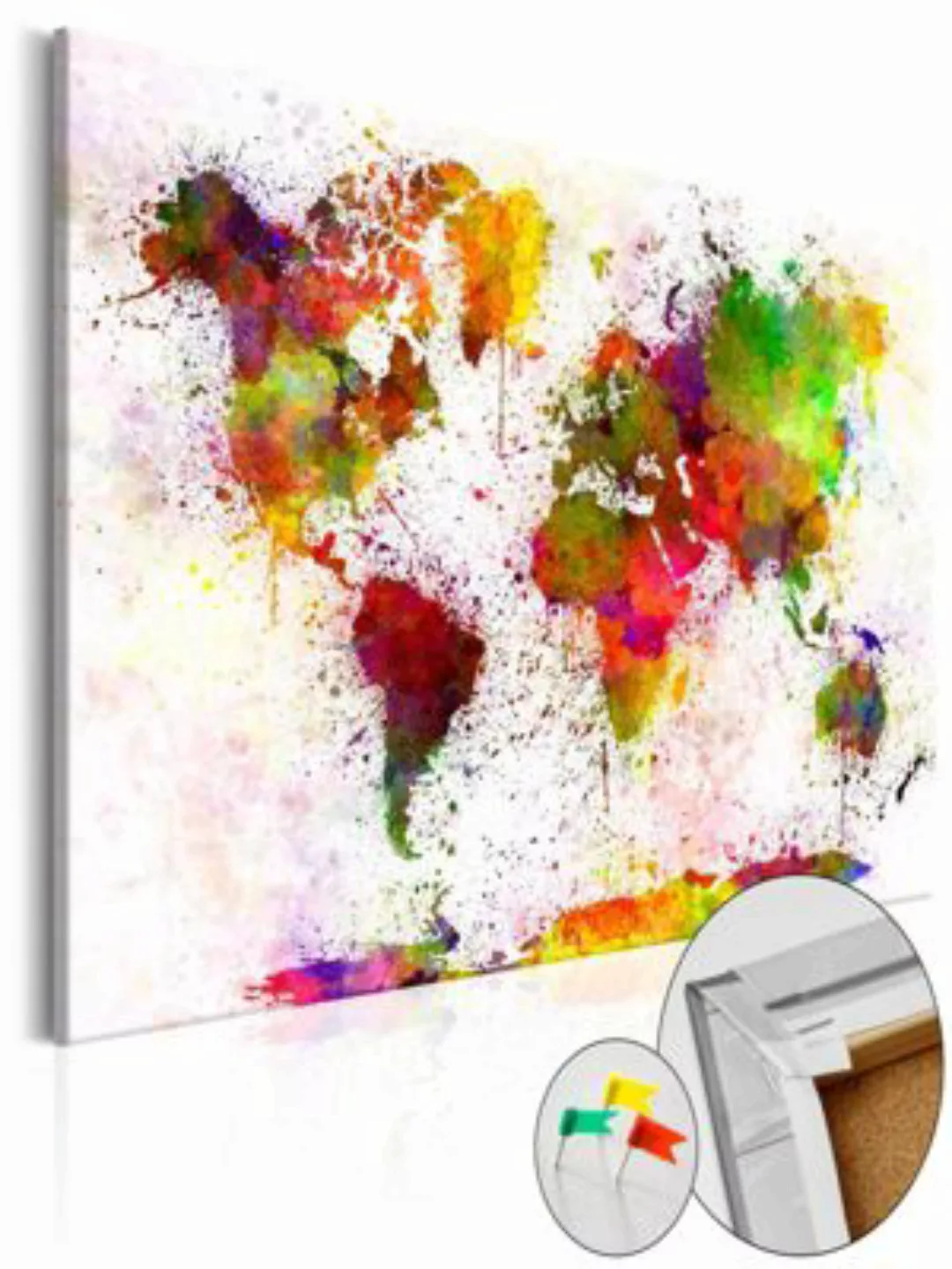 artgeist Pinnwand Bild Artistic World [Cork Map] mehrfarbig Gr. 90 x 60 günstig online kaufen