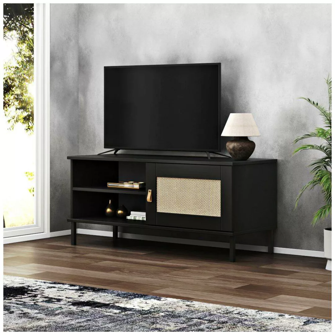 TV Board in Kiefer massiv schwarz 105 cm breit, WATFORD-69 günstig online kaufen