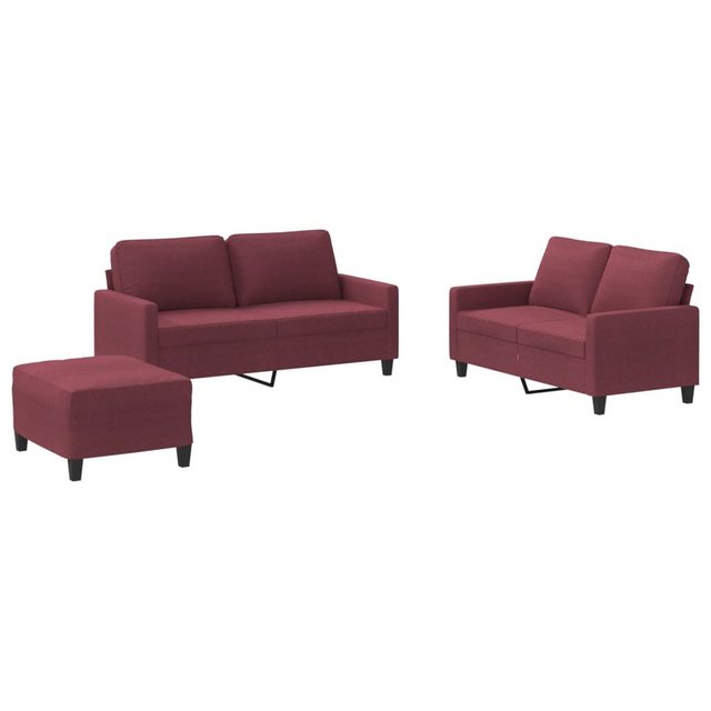 vidaXL Sofa Sofagarnitur mit Kissen Stoff, Standard + Fußhocker, Rot günstig online kaufen