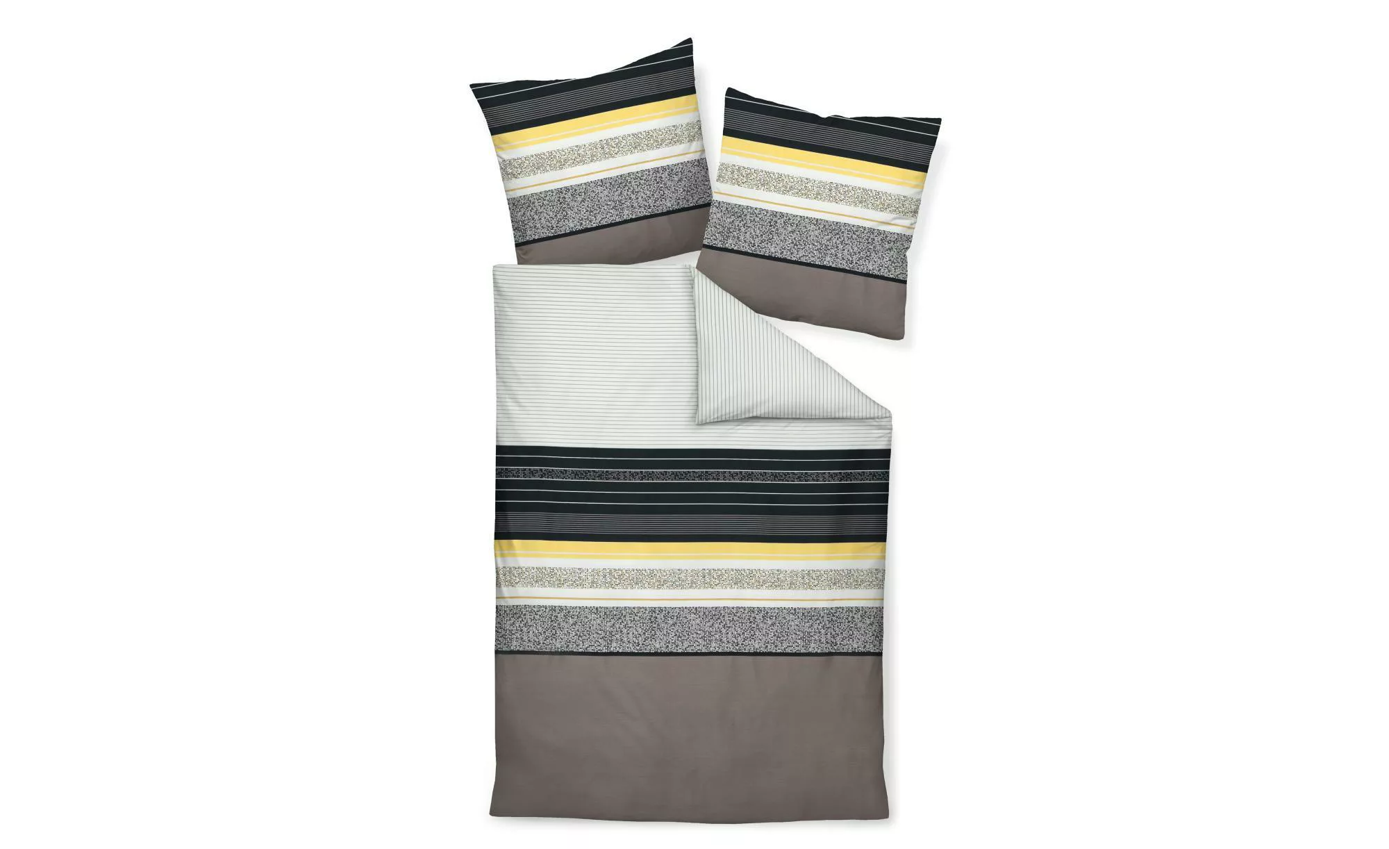 Mako Satin Bettwäsche  Streifen - gelb - 100% Baumwolle - 135 cm - Bettware günstig online kaufen
