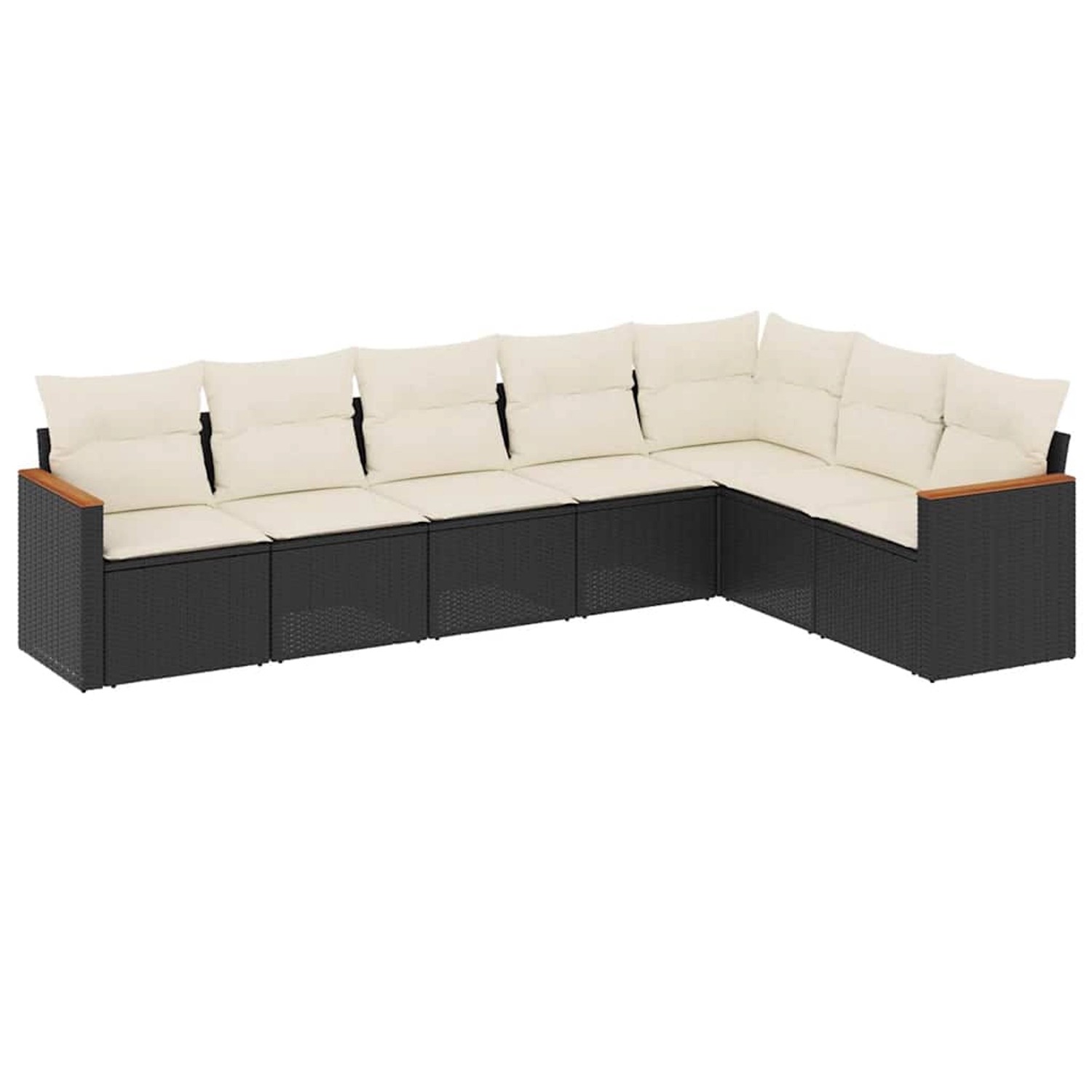 vidaXL 7-Tlg Garten-Sofagarnitur mit Kissen Schwarz Poly Rattan 3258430 günstig online kaufen
