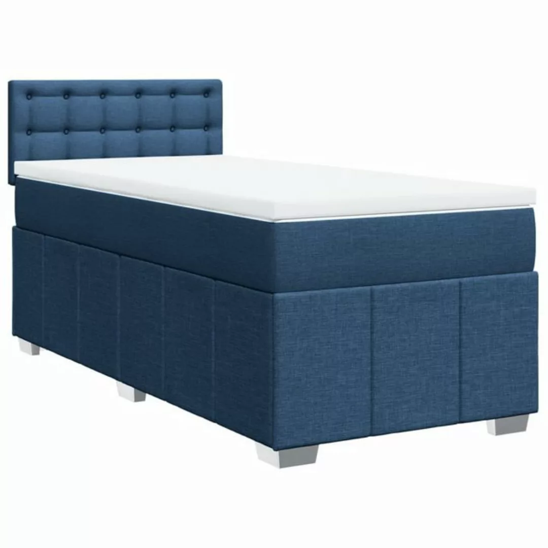 vidaXL Bett Boxspringbett mit Matratze Blau 80x200 cm Stoff günstig online kaufen