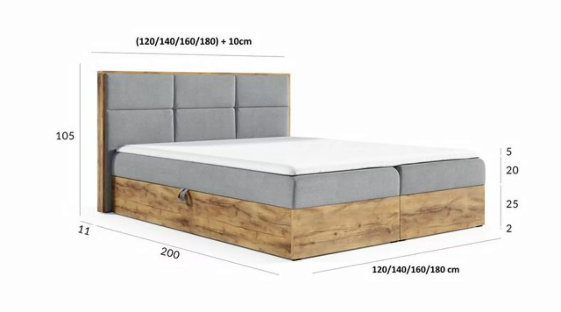 Fun Möbel Boxspringbett Boxspringbett Schlafzimmerbett BARTEL in Stoff (200 günstig online kaufen