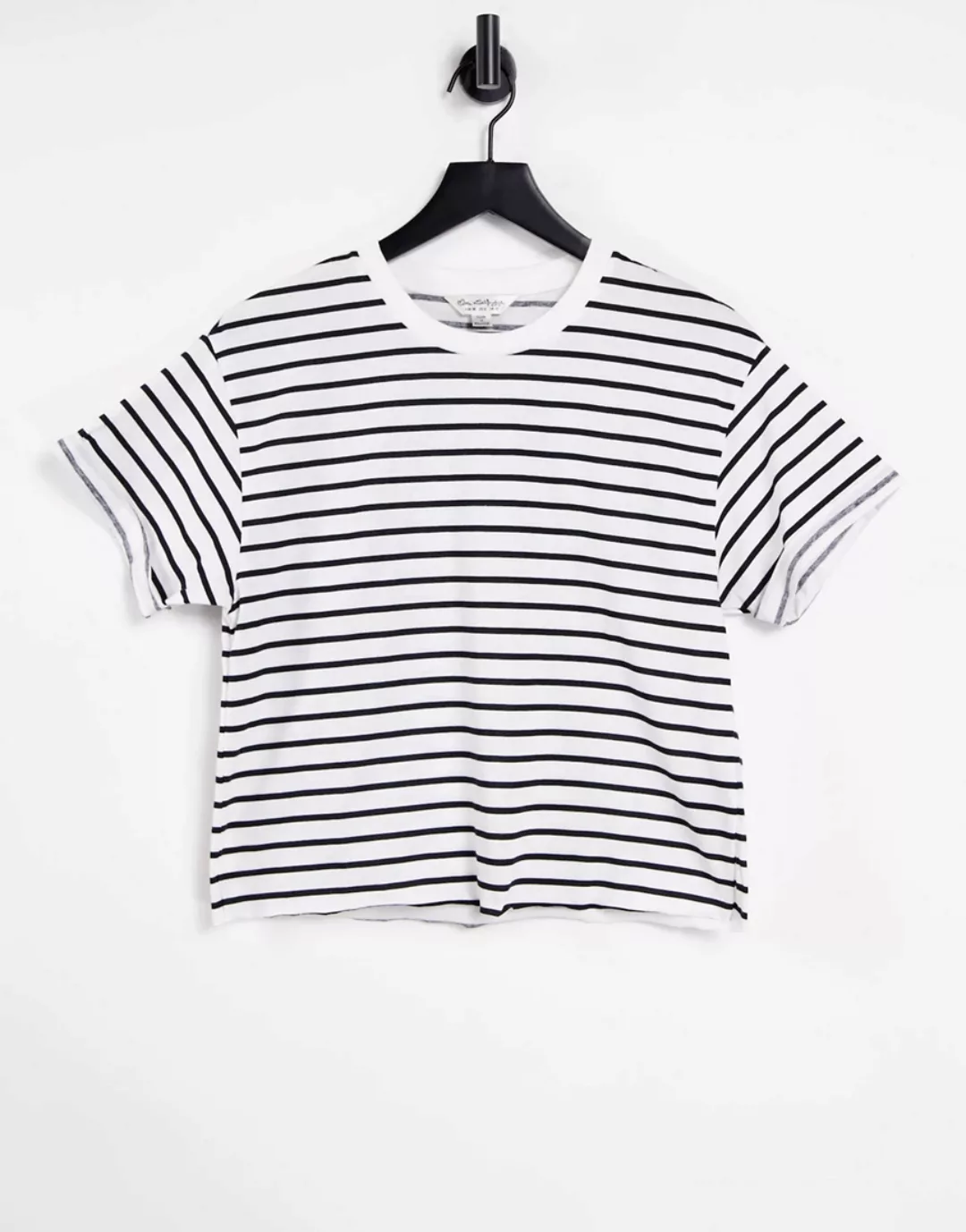 Miss Selfridge – Gestreiftes T-Shirt mit aufgerollten Bündchen, mehrfarbig günstig online kaufen