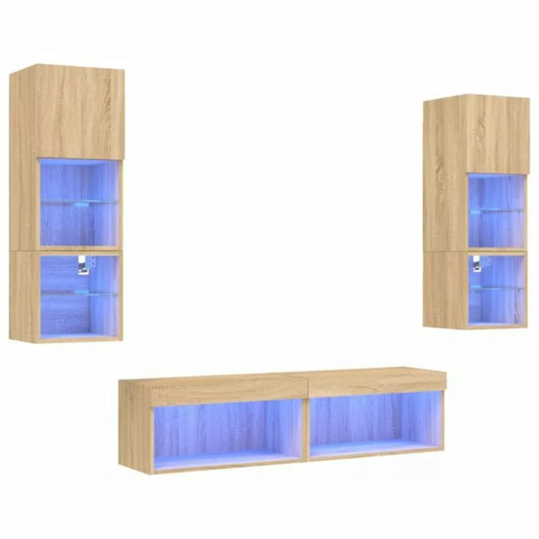 vidaXL TV-Schrank 6-tlg. Wohnwand mit LED-Beleuchtung Sonoma-Eiche Holzwerk günstig online kaufen