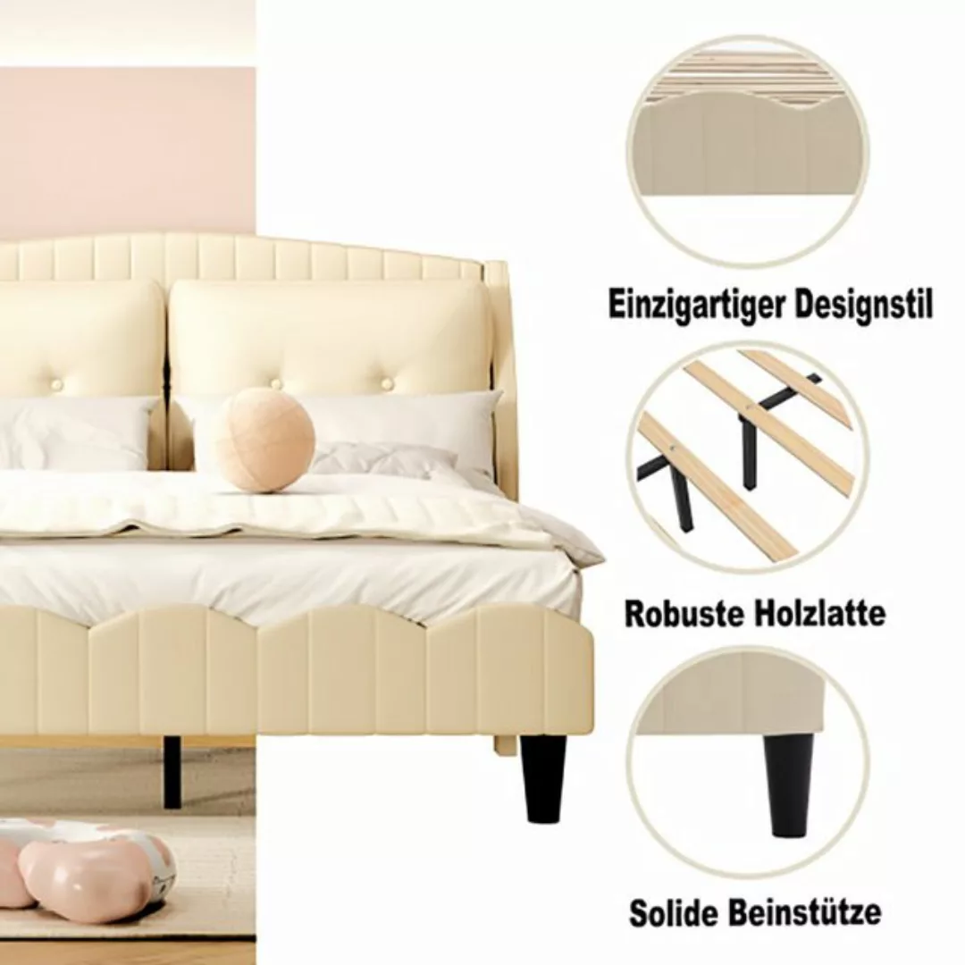 Sweiko Polsterbett, Doppelbett mit zwei großen Kissen, 140*200cm günstig online kaufen