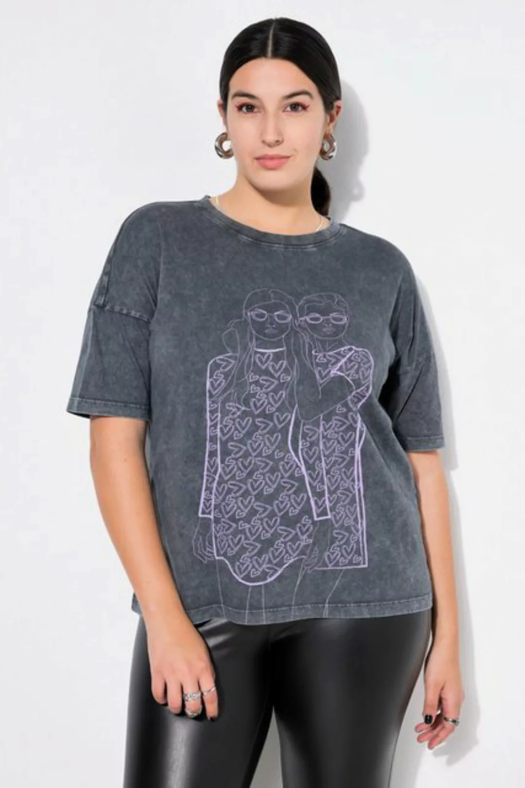 Studio Untold T-Shirt T-Shirt oversized Lady-Hearts Print acid washed günstig online kaufen