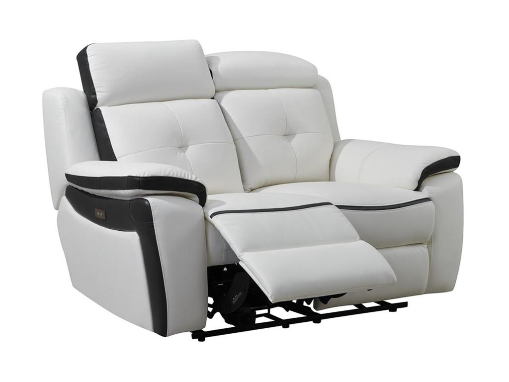 Relaxsofa Leder elektrisch 2-Sitzer - Weiß & Anthrazit - ANGELIQUE günstig online kaufen