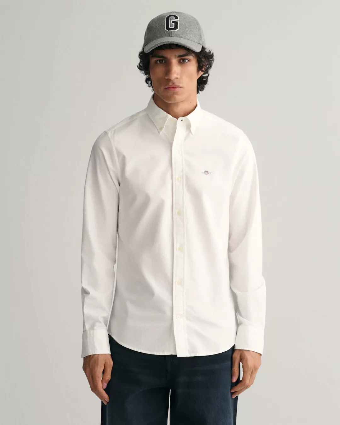 Gant Langarmhemd Slim Fit Oxford Hemd strukturiert langlebig dicker Oxford günstig online kaufen