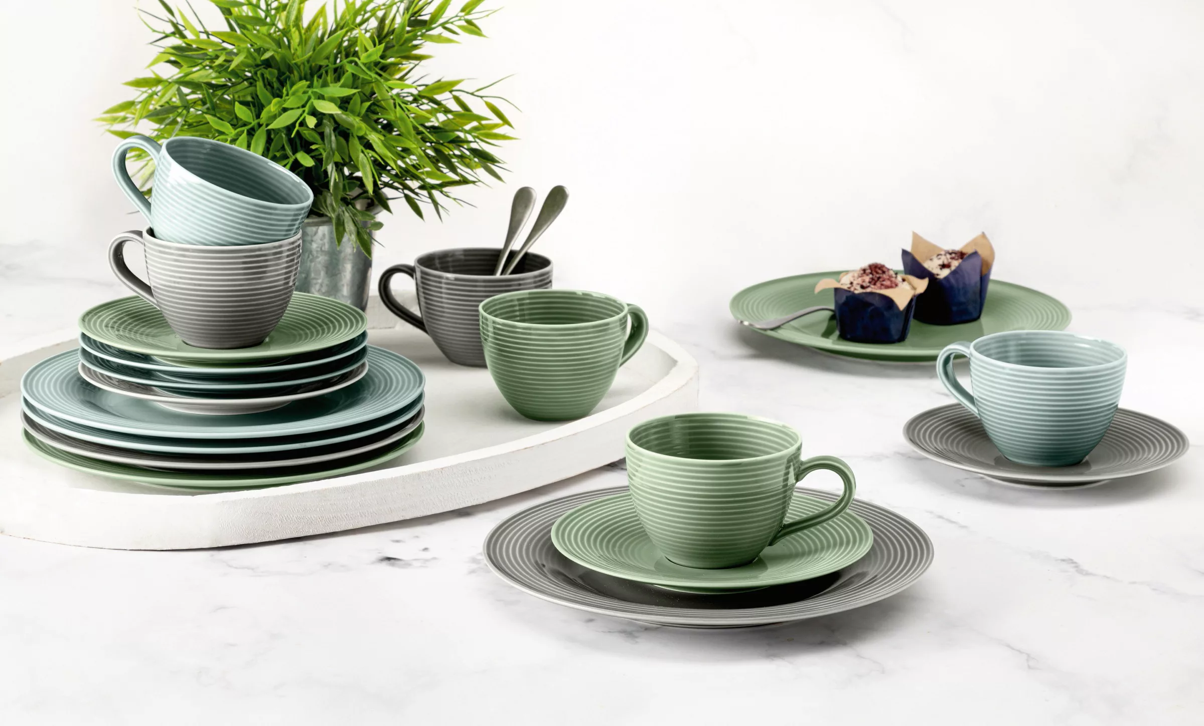 Seltmann Weiden Beat Coor Glaze Kaffeeservice 18-teilig Salbeigrün günstig online kaufen