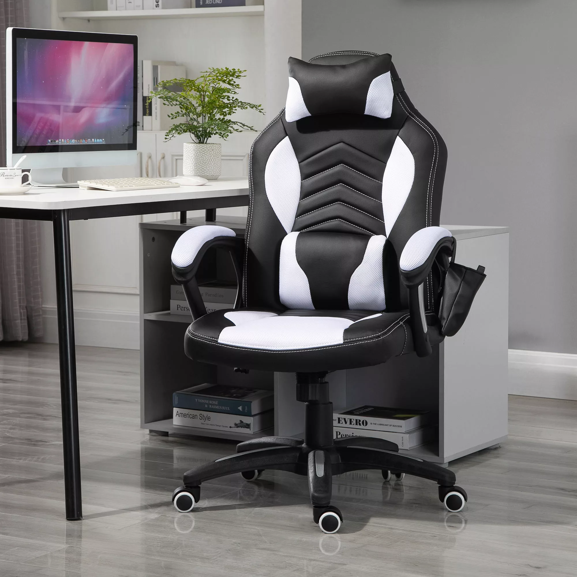 HOMCOM Massagesessel Gaming Stuhl Bürostuhl mit Wärmefunktion, 6 Vibrations günstig online kaufen