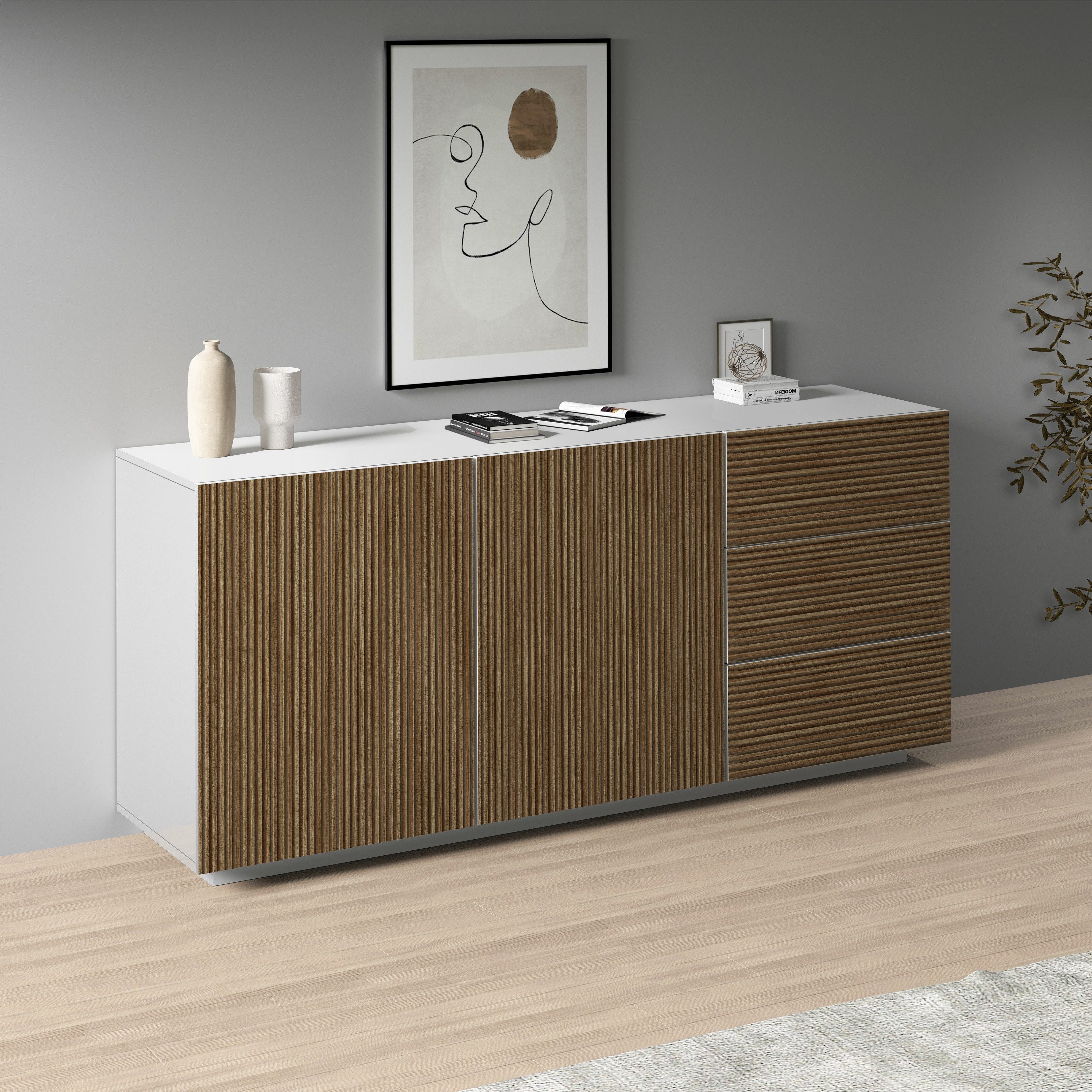 INOSIGN Sideboard "Vega Sideboard,Kommode,180 cm", mit 2 Türen und 3 Schubl günstig online kaufen