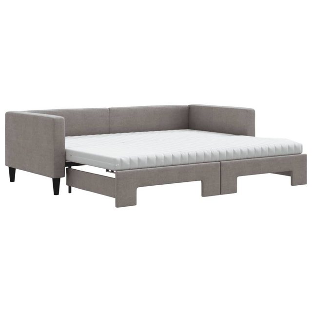 vidaXL Gästebett Gästebett Tagesbett Ausziehbar mit Matratzen Taupe 90x200 günstig online kaufen