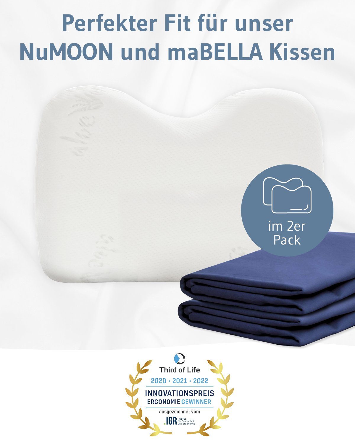 Third of Life Seitenschläferkissenbezug NuMOON/maBELLA Baumwoll-Kissenbezug günstig online kaufen