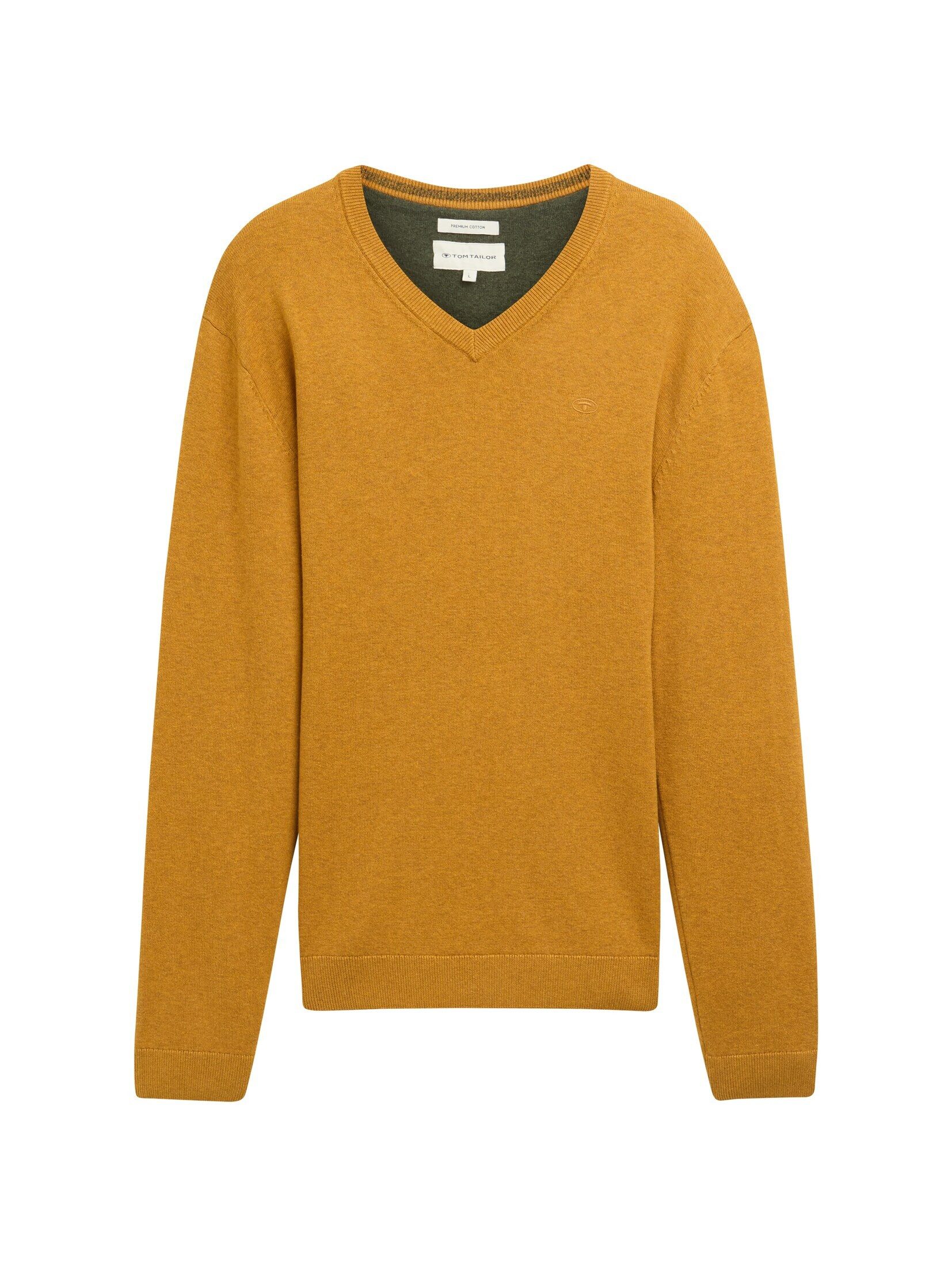 TOM TAILOR V-Ausschnitt-Pullover mit kleiner Logo-Stickerei günstig online kaufen