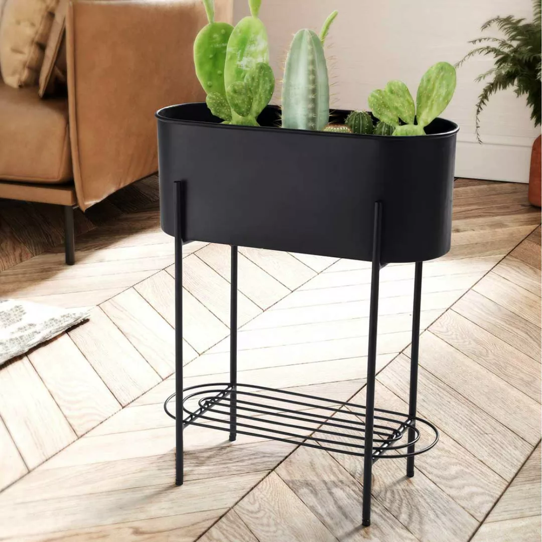 Blumenhocker Pflanzkübel in modernem Design in Schwarz günstig online kaufen