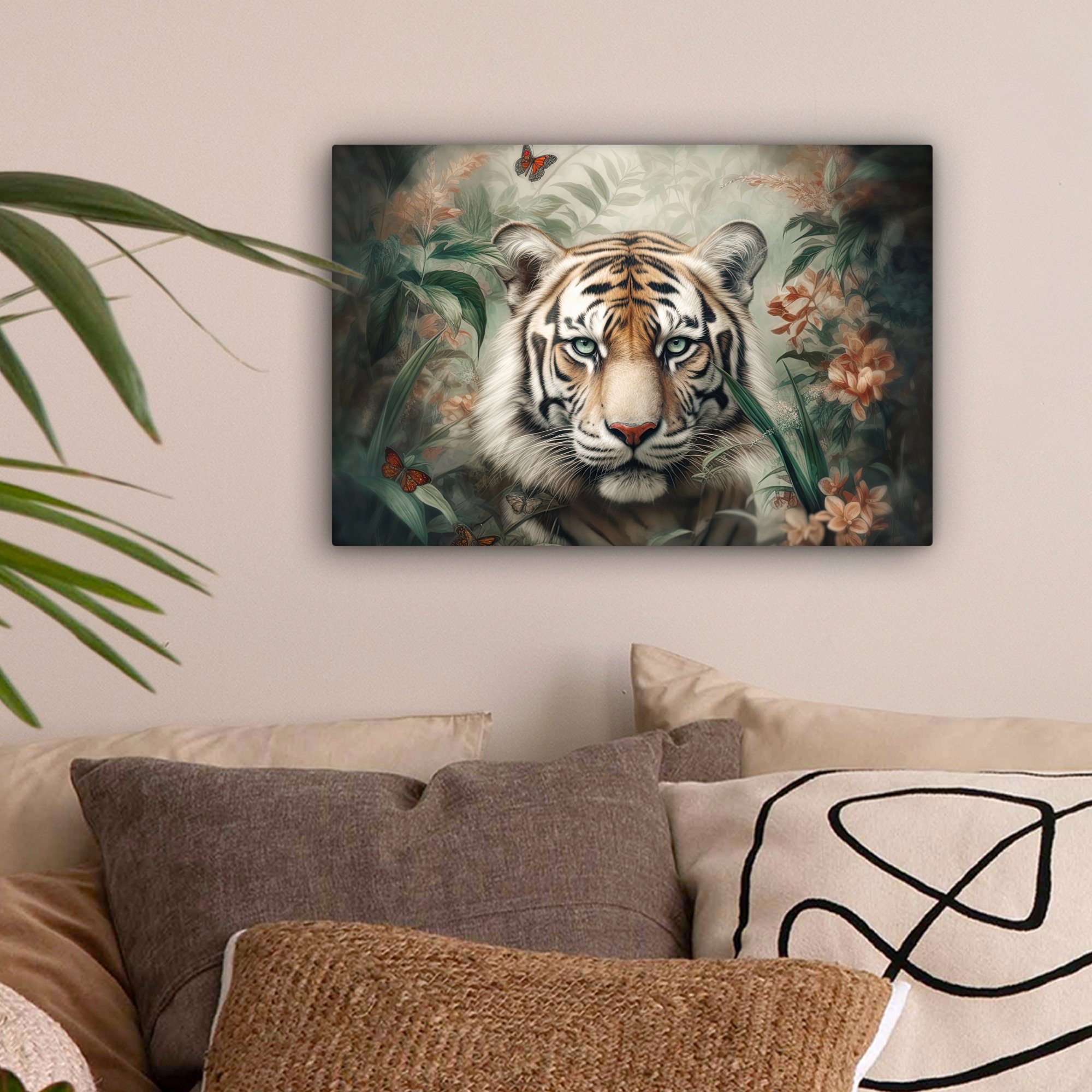 OneMillionCanvasses® Leinwandbild Tiger - Schmetterlinge - günstig online kaufen