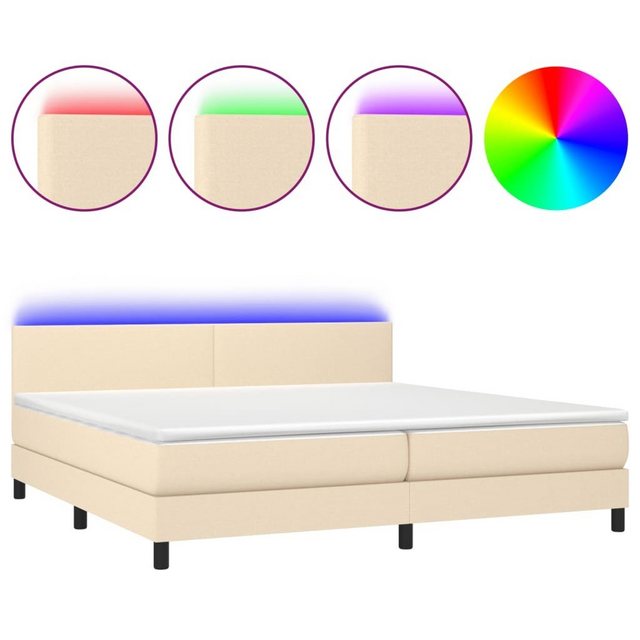 vidaXL Bettgestell Boxspringbett mit Matratze LED Creme 200x200 cm Stoff Be günstig online kaufen